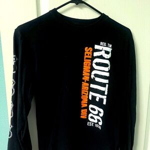 Route 66 Black and Orange Graphic Long Sleeve Tee